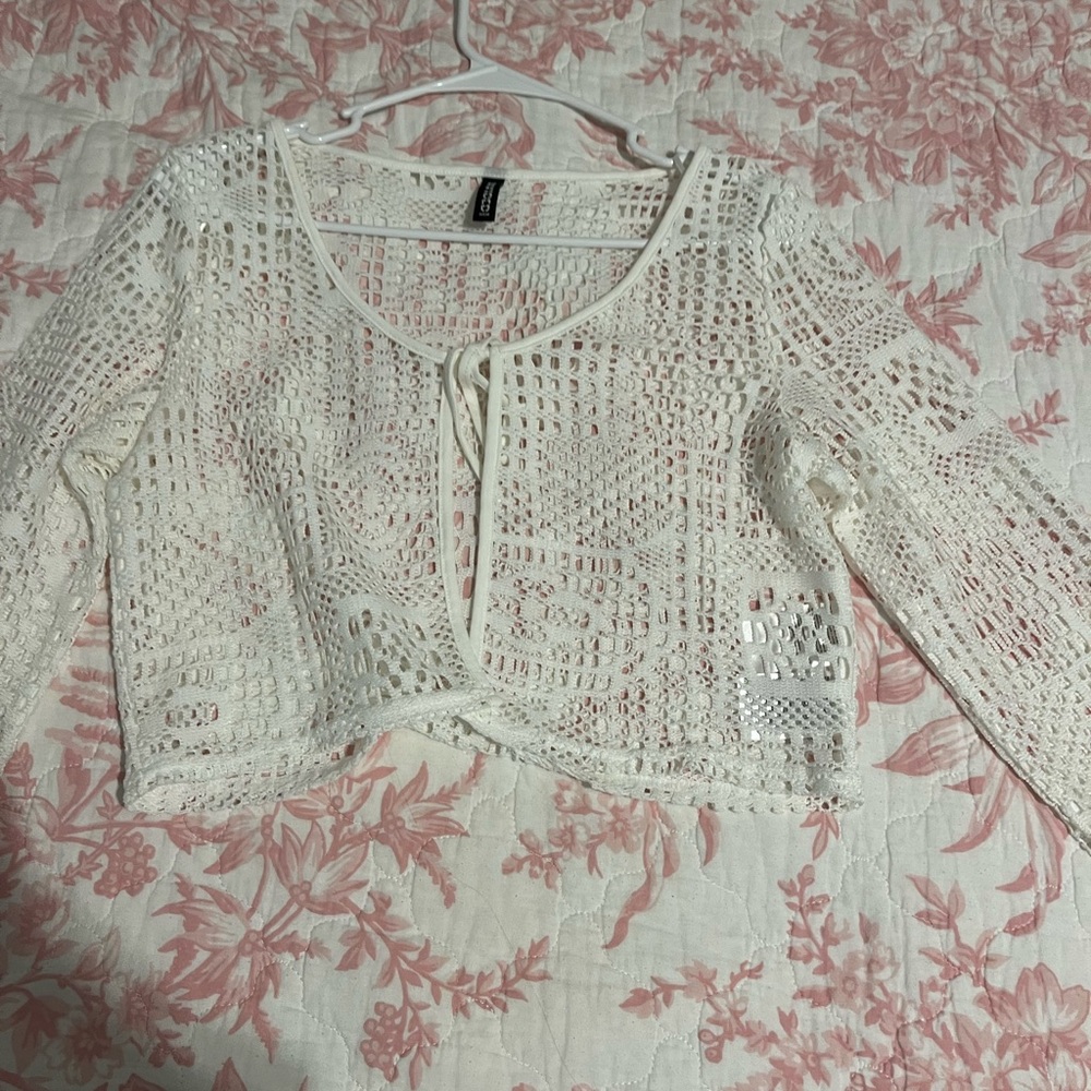 H&M white crochet cardigan